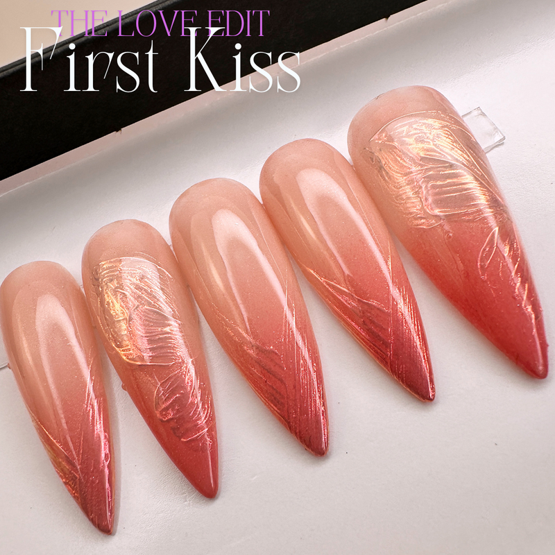 Handmade- LOVE EDIT- First Kiss Brushstroke Press On Nail Set