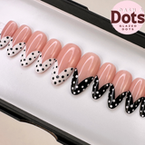 Handmade- Monochrome Dots- Black White Heart Shape Polka Dots Press On Nail Set