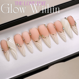Handmade- LOVE EDIT- Glow Within White French Swirl Press On Nail Set