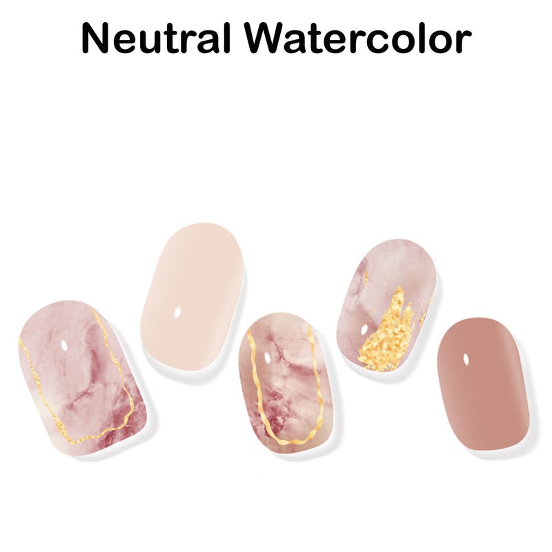 Instant Gel Manicure- Neutral Watercolor, Semi-Cured Gel Nail Wrap