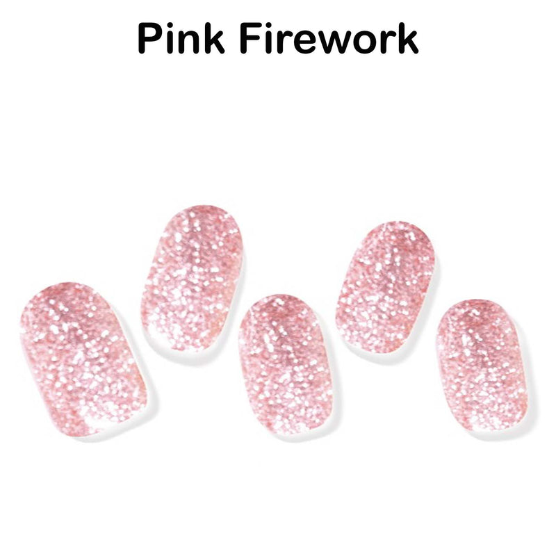 Instant Gel Manicure- Pink Firework, Semi-Cured Gel Nail Wrap