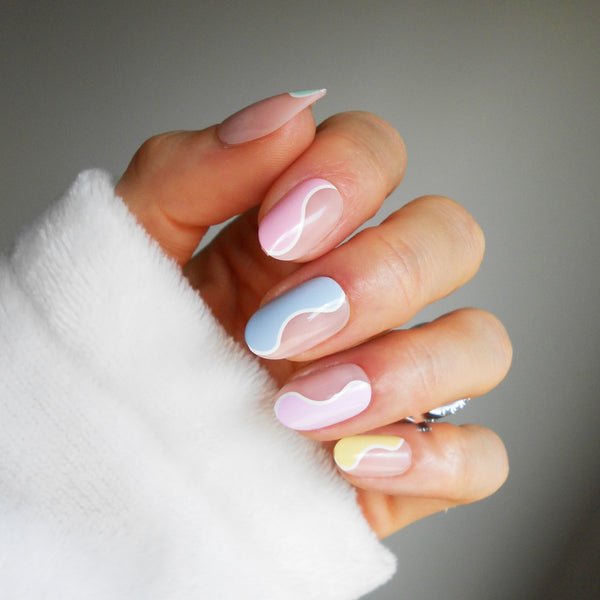 Instant Luxury Acrylic Press-On Nails- Prismatic, Short Oval