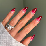 Handmade- Ruby Red Frost Glitter Ombre Press On Nail Set