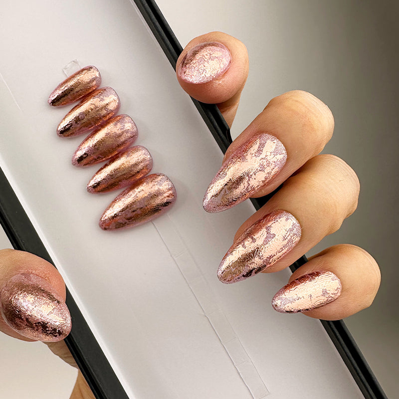 rose gold chrome nails | Gold chrome nails, Rose gold nails, Matted nails