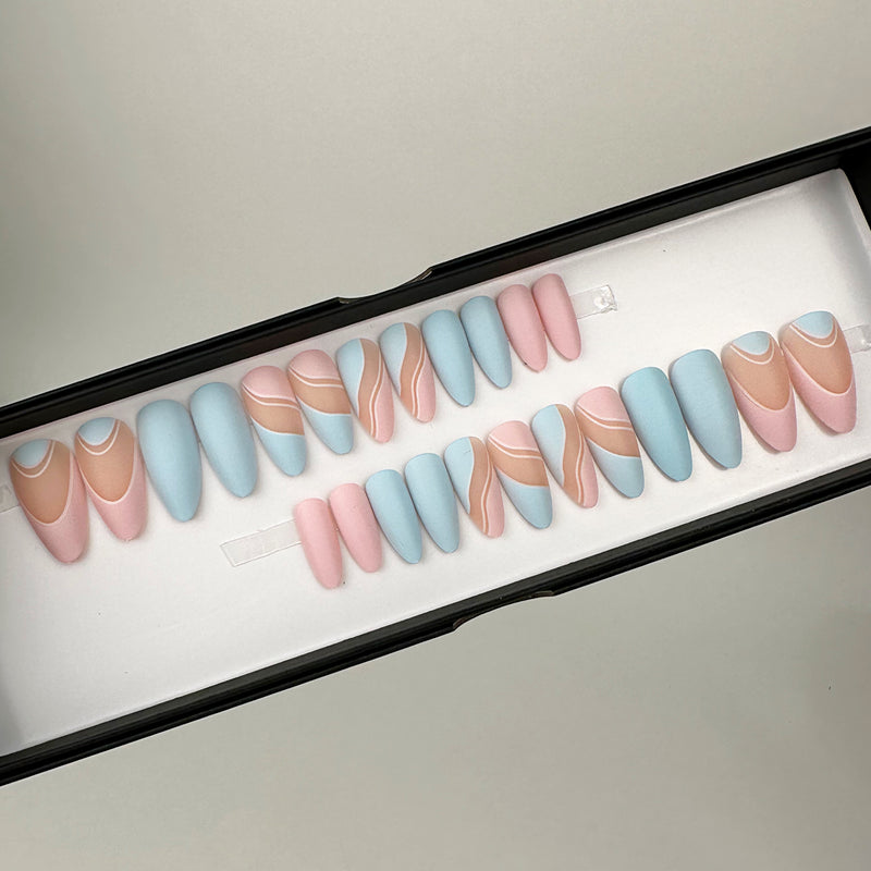Instant Glam- Cotton Candy Swirl Almond Press On Nail Set
