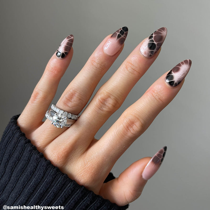 Handmade- Kahlua and Cream, Brown Black Tie Dye Look Press On Nails