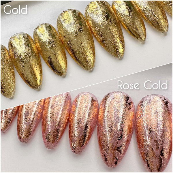 Handmade- Gold or Rose Gold Crescenta Valley, Press On Nail Set