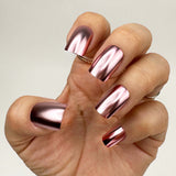 Instant Glam- Pink Chrome Finger Short Square Press On Nail Set