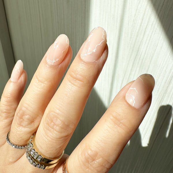 Instant Glam- Pale Pink Marble- Oval Press On Nail Set