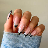 Handmade- Black French Dots- Black French with White Polka Dot Detail Press On Nail Set