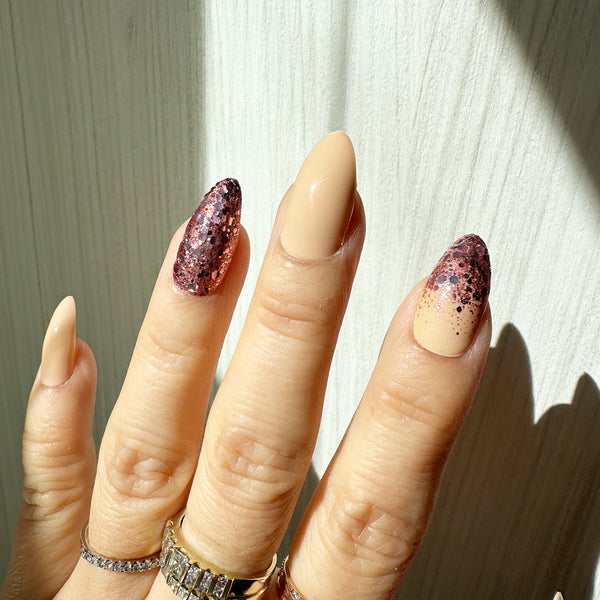 Instant Glam- Blind Date - Rose Gold Almond Press On Nail Set