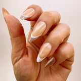 Instant Glam- Cashmere French, Almond Gold White Press On Nail Set