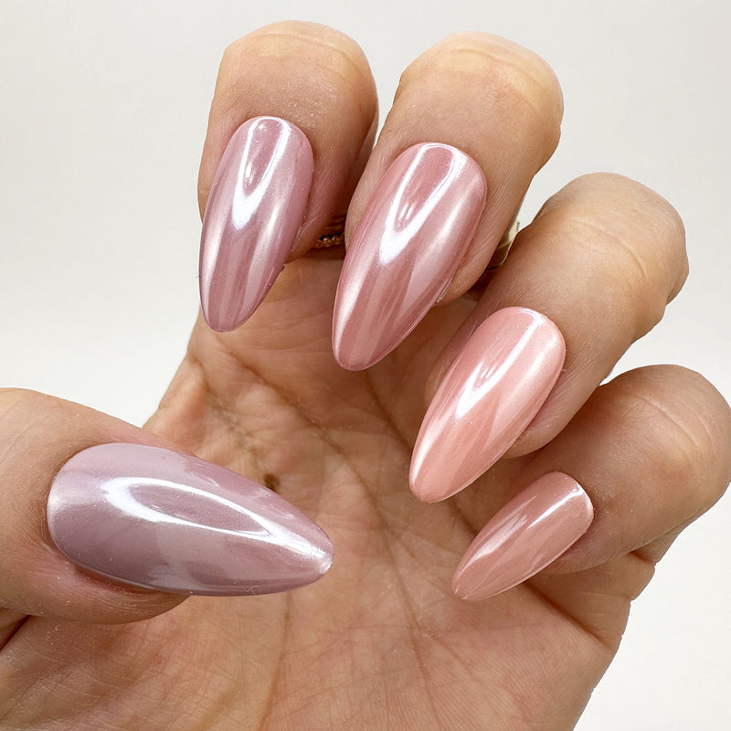 nude chrome nails