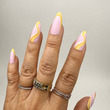 Instant Glam- Sandy Pink Swirl Almond Press On Nail Set