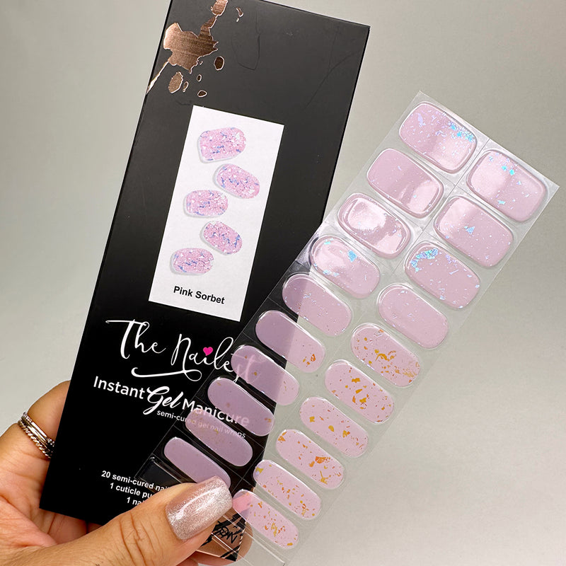 Instant Gel Manicure- Pink Sorbet, Semi-Cured Gel Nail Wrap