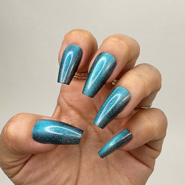 Instant Glam- Blue Oyster Medium Coffin Press On Nail Set