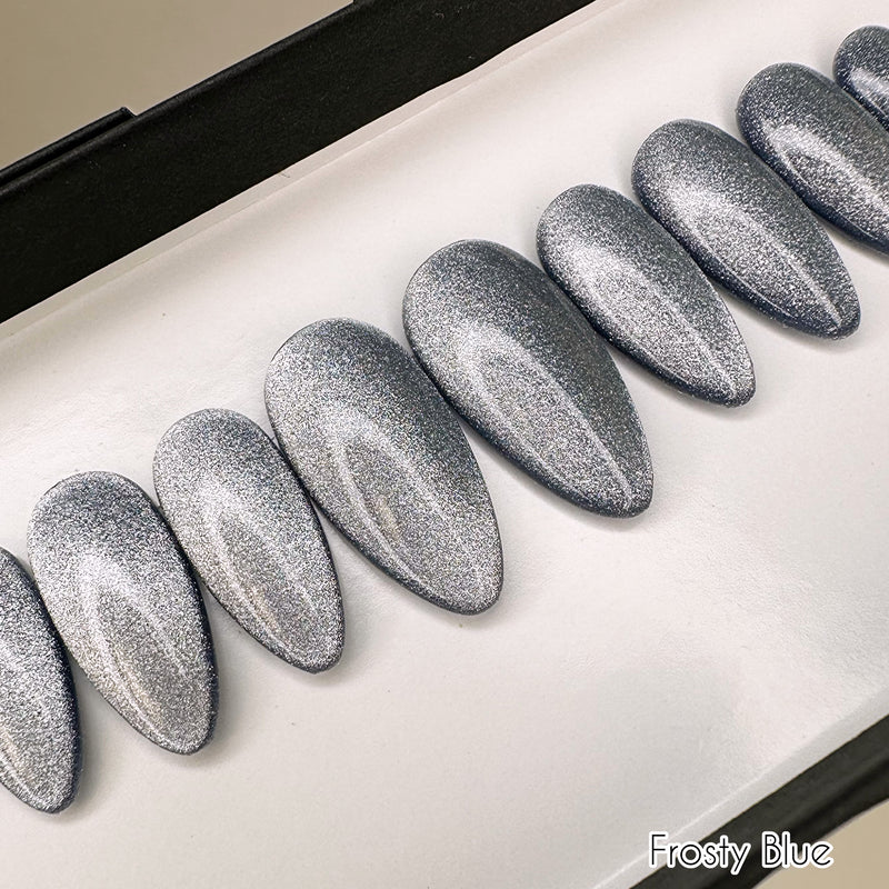 Handmade- Icy Shimmery Cat-Eye Press On Nails