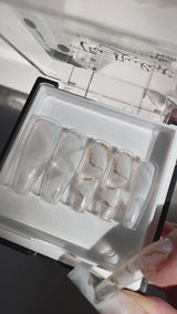 Instant Luxury Acrylic Press-On Nails- White Quartz- C-Curve Long Coffin