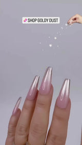 Handmade- Goldy Dust, Pink Nude Base with Gold Ombre Press On Nail Set