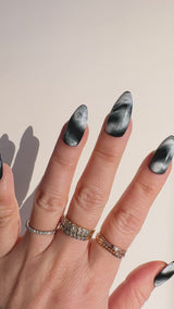 Handmade- Marquina Black White Marble Press On Nail Set