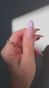 Instant Glam- Retro Liquid Pink White Swirl Almond Press On Press On Nail Set