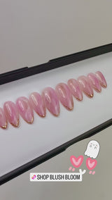 Handmade- Blush Bloom, Pink Marble and Gold Detail at Tipping Press On Nail Set