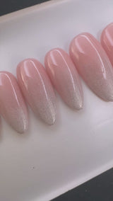 Handmade- Soft Velvet Horizon Glazed Cat-eye Ombre Press On Nail set