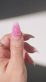 Handmade- Gold Starlight Pink Blush Accent Press On Nail Set.