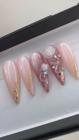 Handmade- LOVE EDIT- Promise In Bloom Flower Press On Nail Set