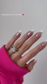 Handmade- Glazed Donut Classic White French Chrome Press On Nail Set