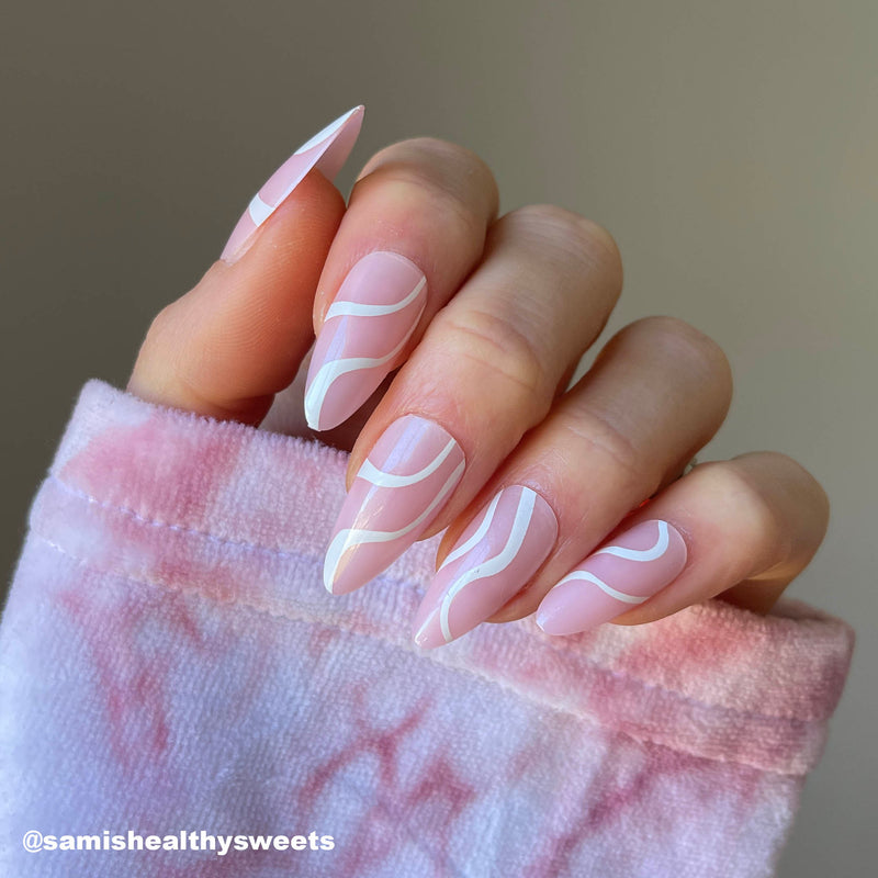 Instant Glam- Soft Serve Swirl Wave Almond  Press On Nail Set