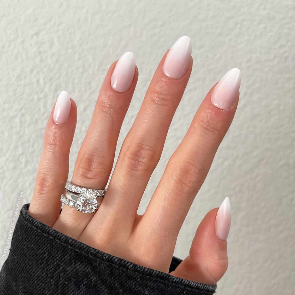 Short Almond Blush Ombre Press On Nails | The Nailest