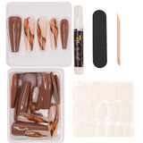 Instant Luxury Acrylic Press-On Nails- Butterscotch- C-Curve Long Coffin