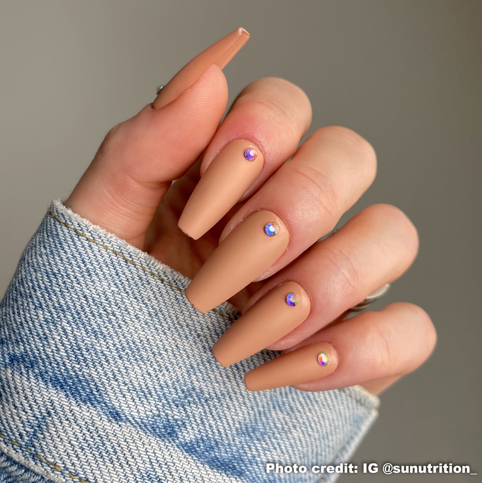 Press On Honey Cuticle Bling Nails - Medium Coffin | The Nailest