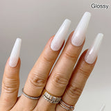 Handmade- Solid White Opal Milk Press on Nails set- Glossy or Matte