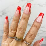 Handmade- Classic Timeless Val Red French Tip Press On Nail Set- Glossy or Matte
