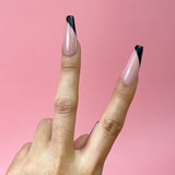 Handmade- Black Glory! Slash Line Detailed Modern Press On Nails