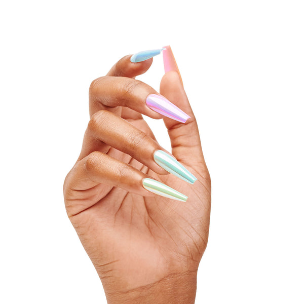 Press On Polychromatic Nails Colorful Chrome Nails