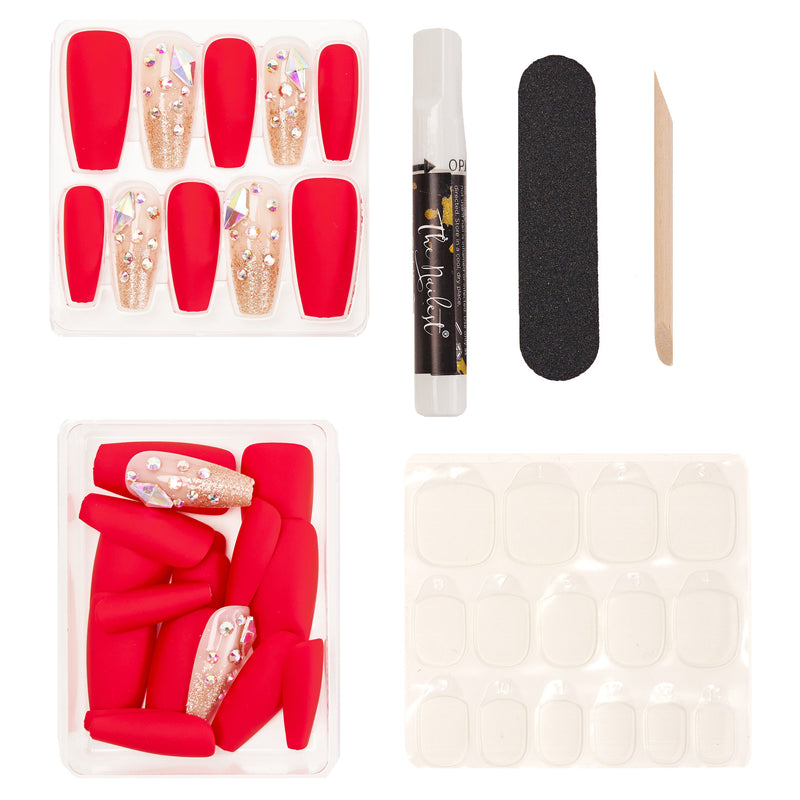 Gift Box 3 Set Combo *Holiday Sparkle* Medium Coffin Instant Luxury Acrylic Press On Nails
