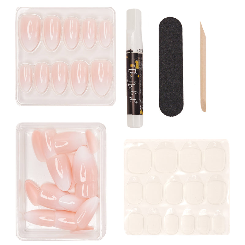 Instant Luxury Acrylic Press-On Nails- Blush Ombre- Short Almond