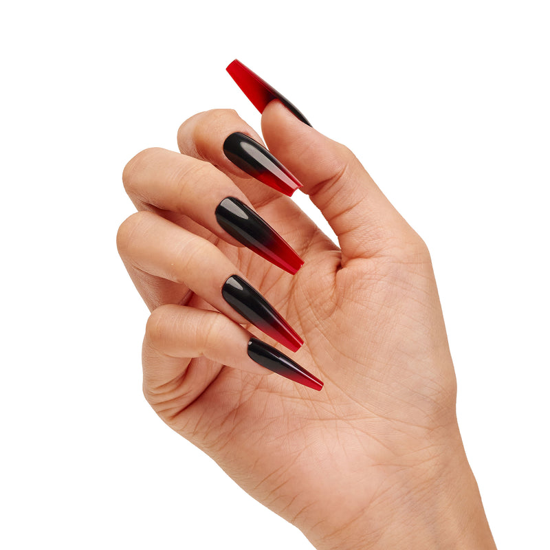 Instant Luxury Acrylic Press-On Nails- Vamp- C-Curve Long Coffin
