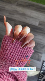 Instant Glam-Chocolate Milk C-Curve Long Coffin Press On Nail Set