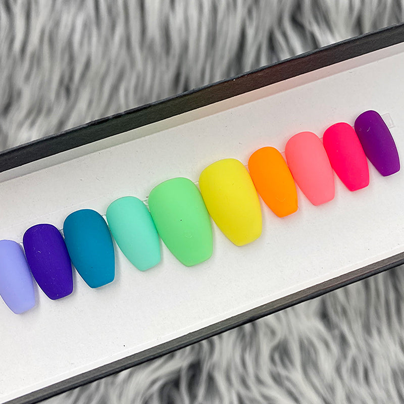 READY TO SHIP NOW - RAINBOW MATTE, COFFIN, SIZE S