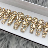 Handmade- Champagne Show Stopper All Champagne Mixed Bling Crystals Press On Nail Set