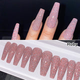 Handmade- Shiny Sparkly Flash Reflective Gel Press On Nails