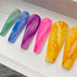Handmade- Pastel Marbleous Matte Bright Watercolor Marble Blend Press On Nail Set