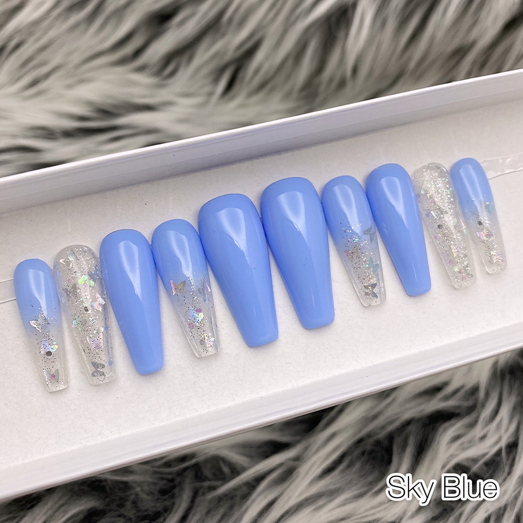24pcs Women's Long Stiletto Acrylic Nails, Fashionable Blue & Shiny &  Elegant, Full Coverage Manicure Set With Glue & Stickers, Perfect For  Parties, Dances, Dates, Halloween, Home Wear & Daily Wear |