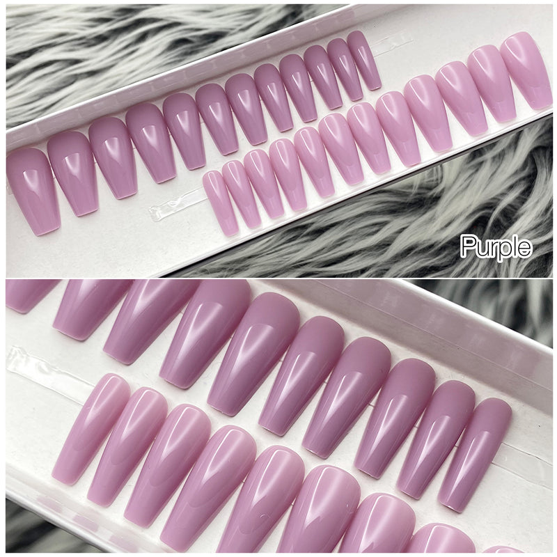 Solid Color Medium Length Coffin Press On Nails | The Nailest