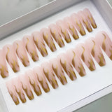 Instant Glam- Rose Gold Blaze Flame C-Curve Long Coffin Press On Nail Set
