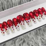 HANDMADE- RUBY RED AB SHOW STOPPER ALL BLING CRYSTAL OMBRE